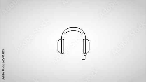 Flat Headphones Motion Design Icon Animation 4K 