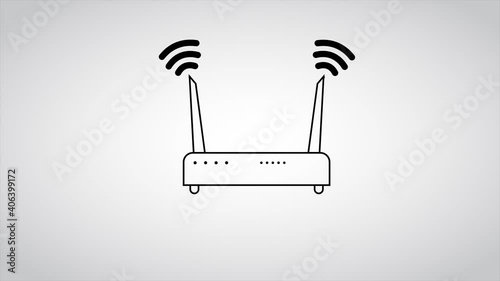 Flat Wi-Fi Router Outlines Animation 4K 