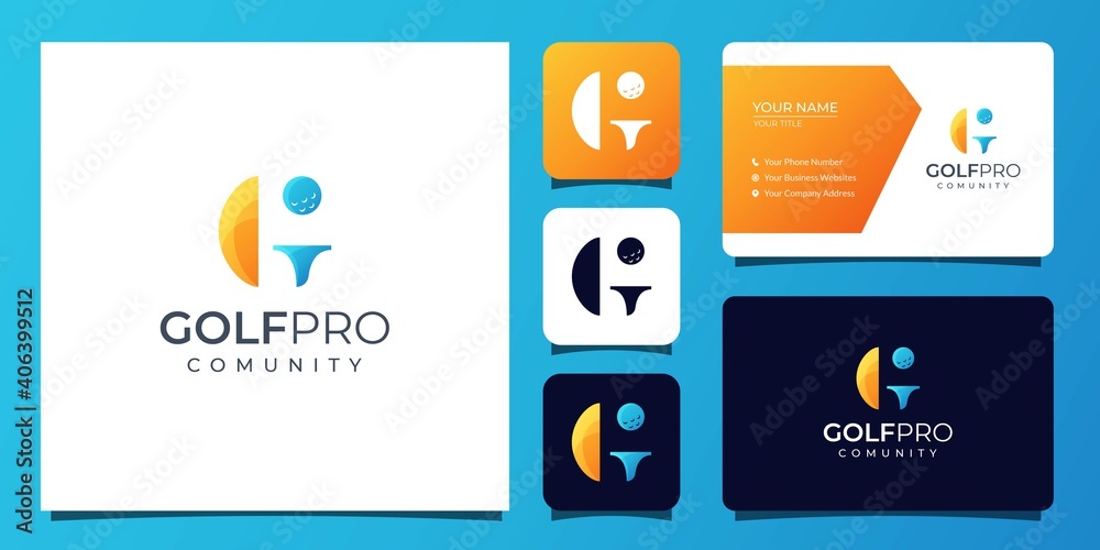 letter G and Golf logo with business card template letter G and Golf logo with business card template