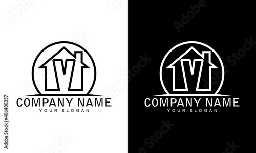 Vector illustration of a house letter V concept logo