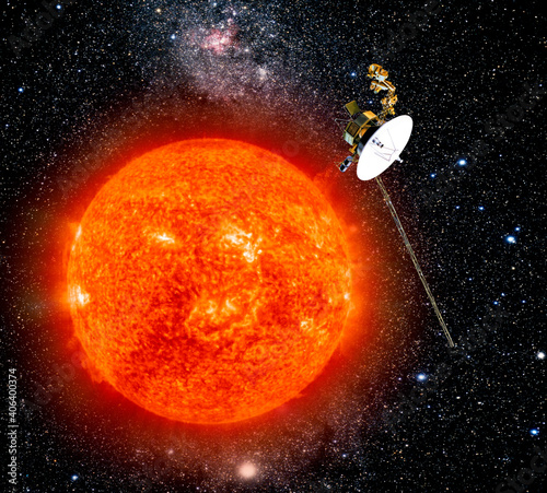 Fototapeta Naklejka Na Ścianę i Meble -  Space Exploration - The Final Frontier.  (Made using some elements from public domain NASA images).