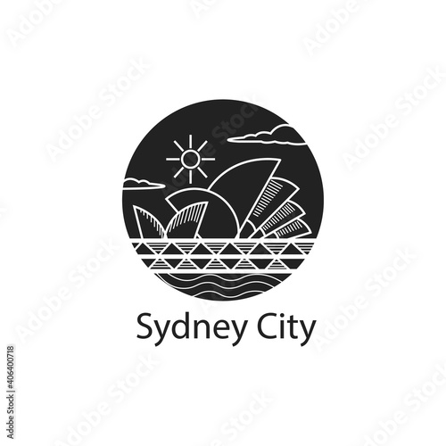 sydney logo simple outline illustration circle design vector abstract
