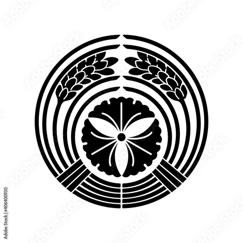稲紋・抱き稲に三つ銀杏（だきいねにみついちょう）