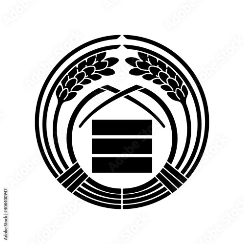 稲紋・折れ葉抱き稲に算木（おれはだきいねにさんぎ）