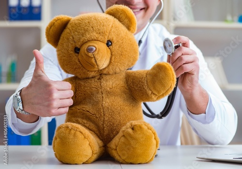 Doctor veterinary pediatrician holding an examination in the off