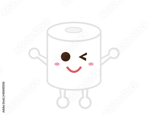 トイレットペーパーのベクターイラスト　トイレ用品　キャラクター