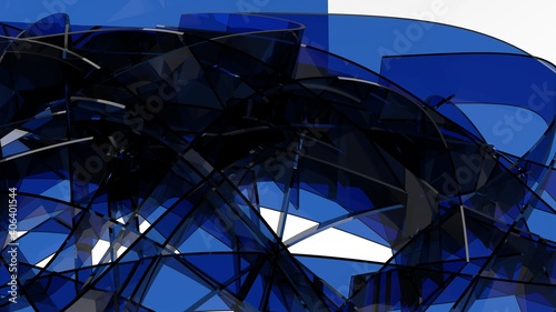 Azure Blue  Parametric Design 3d Rendering Business Presentation Background of Glass Panels 