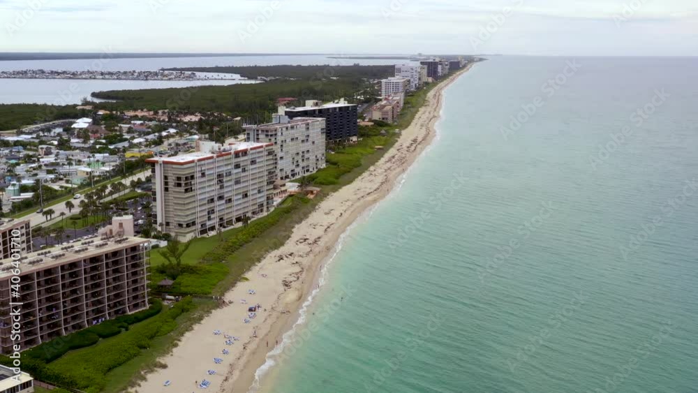 Florida Coastline Beaches and Resorts on Tropical Hutchinson Island, Aerial Florida Coastline Beaches and Resorts on Tropical Hutchinson Island, Aerial