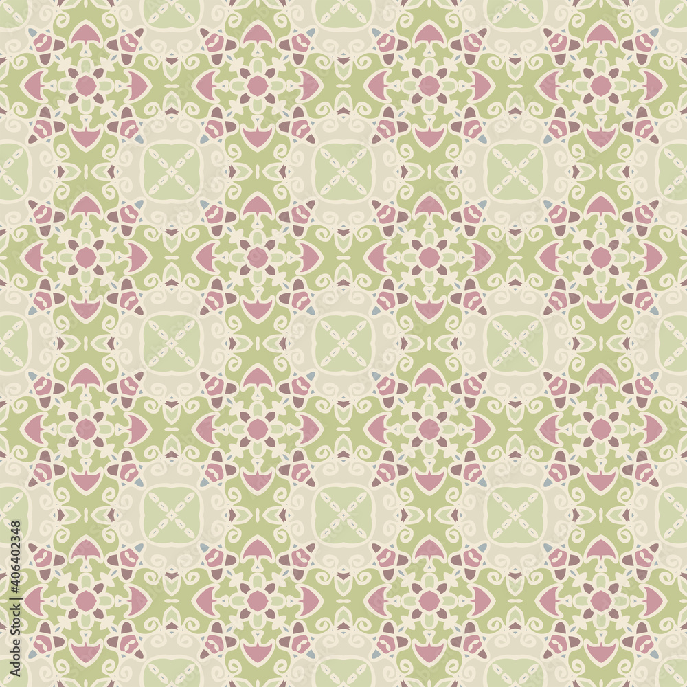 Creative trendy color abstract geometric pattern in green pink, vector seamless, can be used for printing onto fabric, interior, design, textile, carpet, rug. Creative trendy color abstract geometric pattern in green pink, vector seamless, can be used for printing onto fabric, interior, design, textile, carpet, rug.