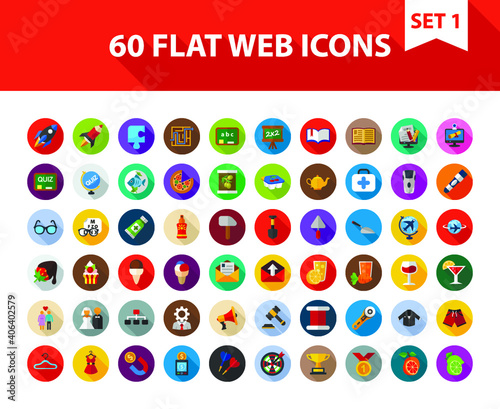 Flat web icons set. Vector illustration