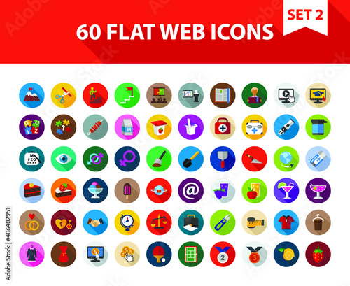 Flat web icons set. Vector illustration photo