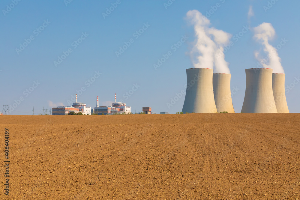 Nuclear power plant Temelin in Czech Republic Europe with plowed field.
Nuclear power plant Temelin in Czech Republic Europe with plowed field.