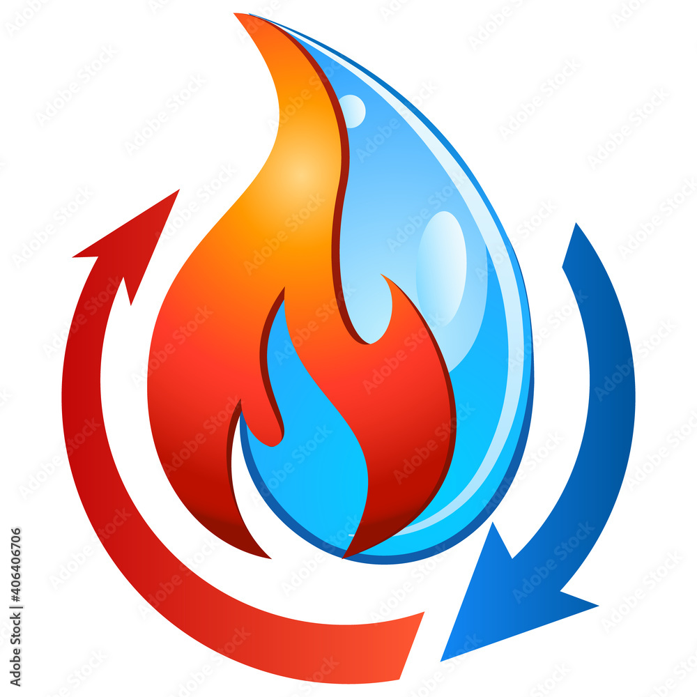 Feuer und Wasser - Sanitär - Heizungsbetrieb - Logo / Icon Design Feuer und Wasser - Sanitär - Heizungsbetrieb - Logo / Icon Design