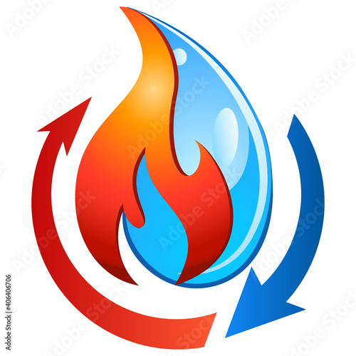 Feuer und Wasser - Sanitär - Heizungsbetrieb - Logo / Icon Design