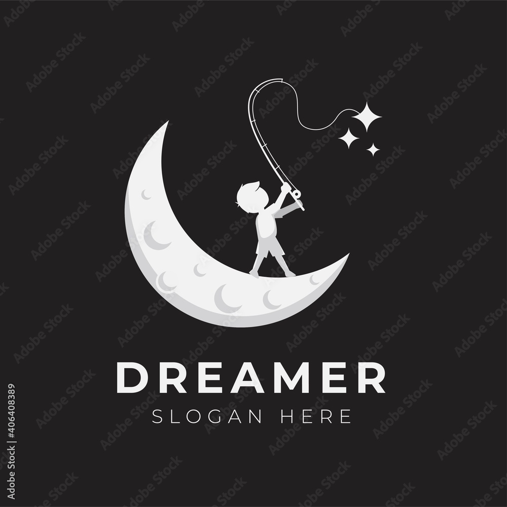 Naklejka premium Child dream logo design illustration collection - Dreamer Logo - reach dream