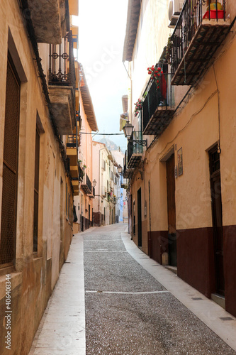 cosy beautiful narrow street in old spanish town Xativa  province of Valencia