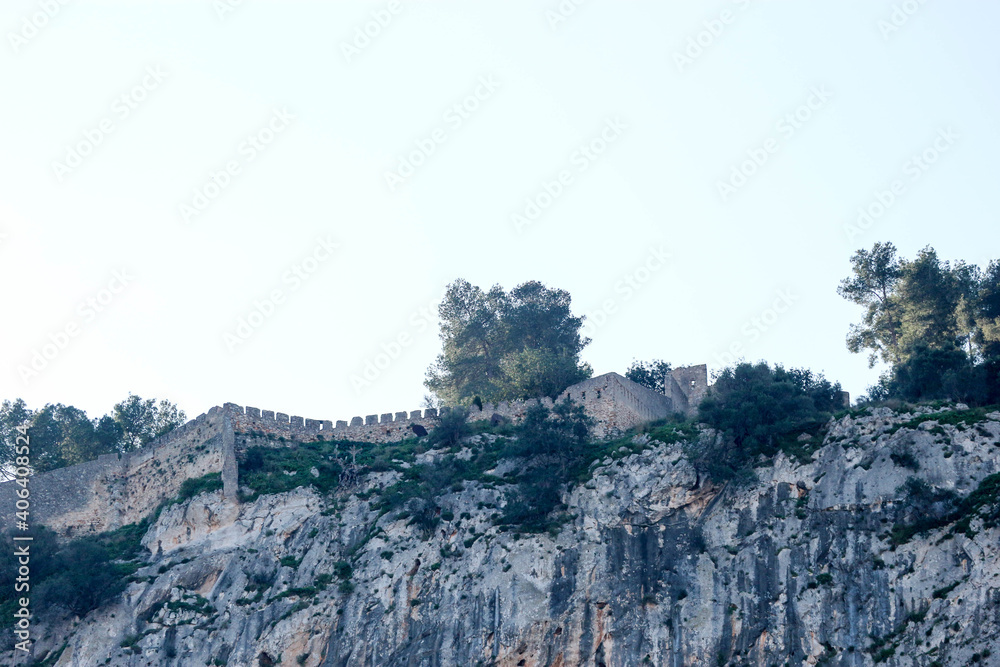 Landscape with Xativa fortress castle on the mountain, Spain Landscape with Xativa fortress castle on the mountain, Spain