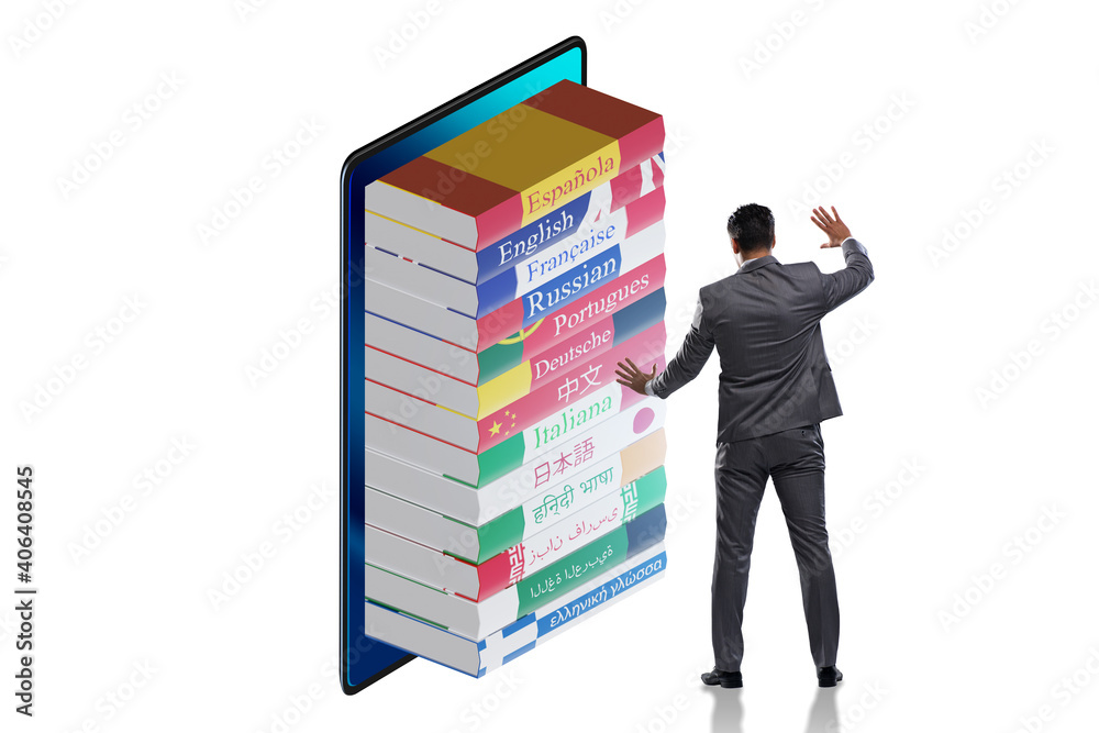 Online language learning with businessman Online language learning with businessman