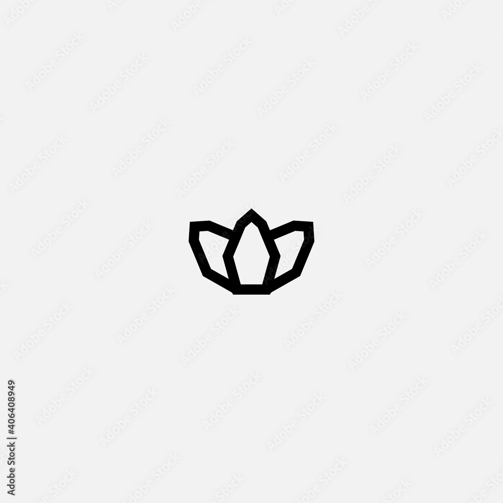 Naklejka premium crown logo with three pillars in shape a simple and unique leaf.