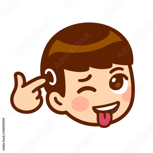 Cartoon boy crazy face gesture
