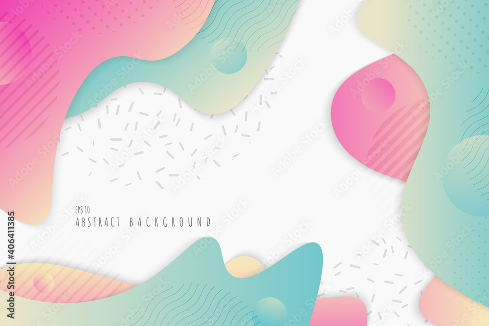 Abstract gradient colors design of fluid 3d design with geometric decoration template. Copy space free text design on white background. illustration vector