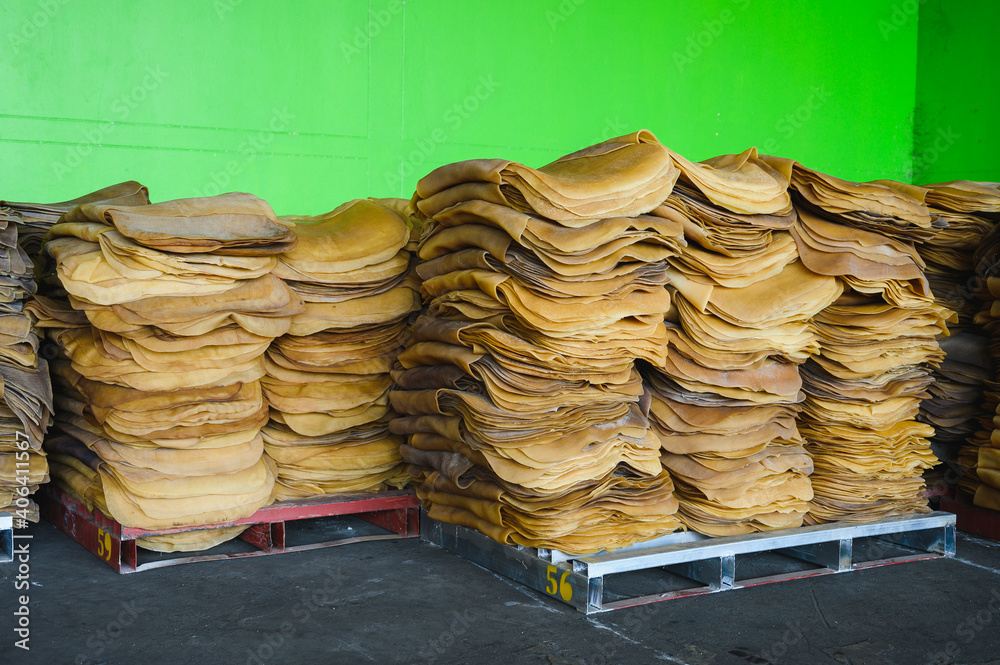 Ribbed Smoked Sheets are coagulated rubber sheets processed from fresh