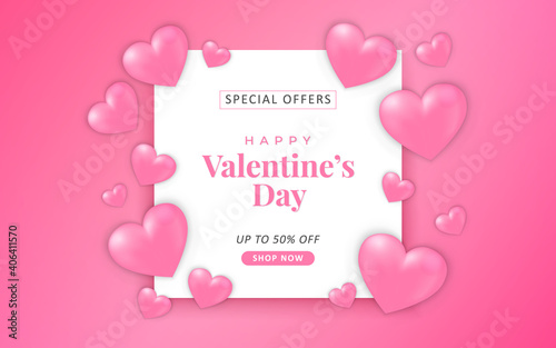 Valentine's day sale background template for advertisement, banner, party flyer, poster & brochure. © Denchan