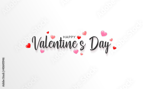 Happy Valentine's day text. Valentines Hand lettering typography poster background.