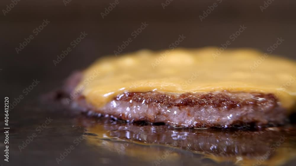 Cutlet for a sandwich. Street food. Melting the cheese. Cutlet for a sandwich. Street food. Melting the cheese.