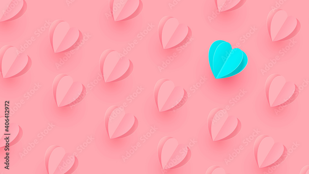 Valentine s day proposal, banner template. Pink hearts isolated on a pink background. Shop market poster design. Vector