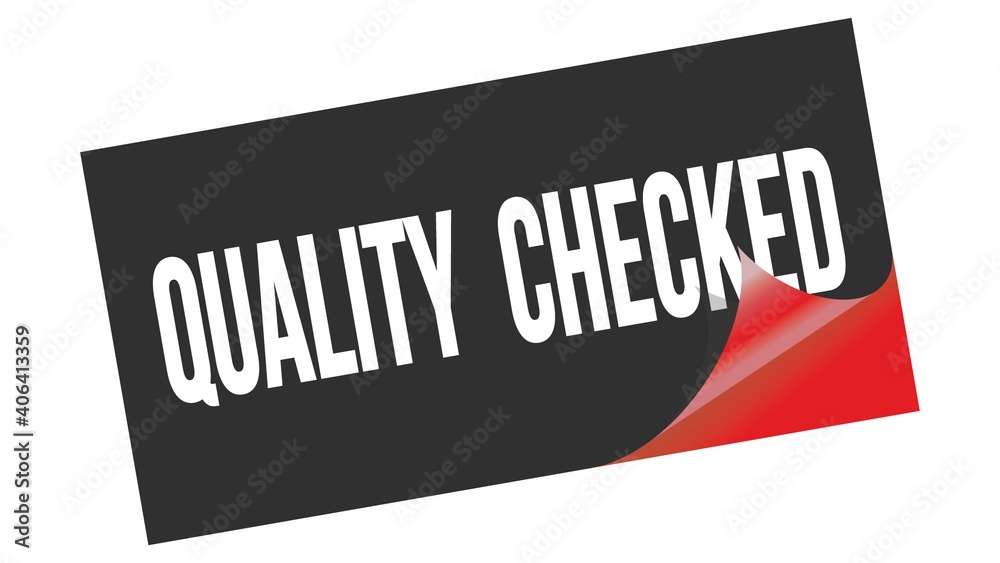 QUALITY  CHECKED text on black red sticker stamp.