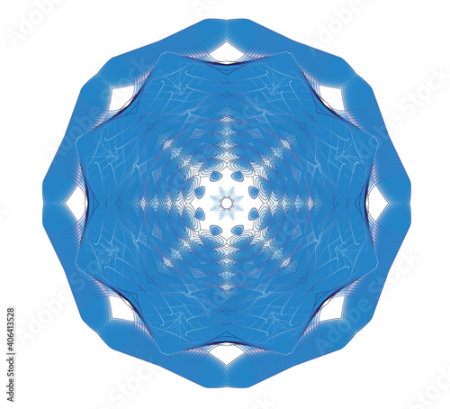 Mandala air painted snowflakes on a white background 