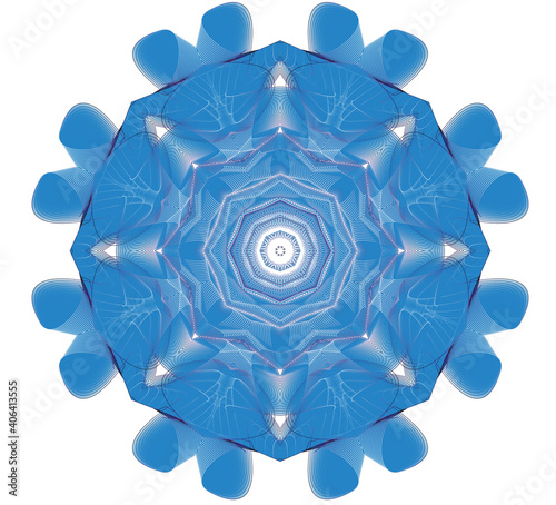Mandala air painted snowflakes on a white background 