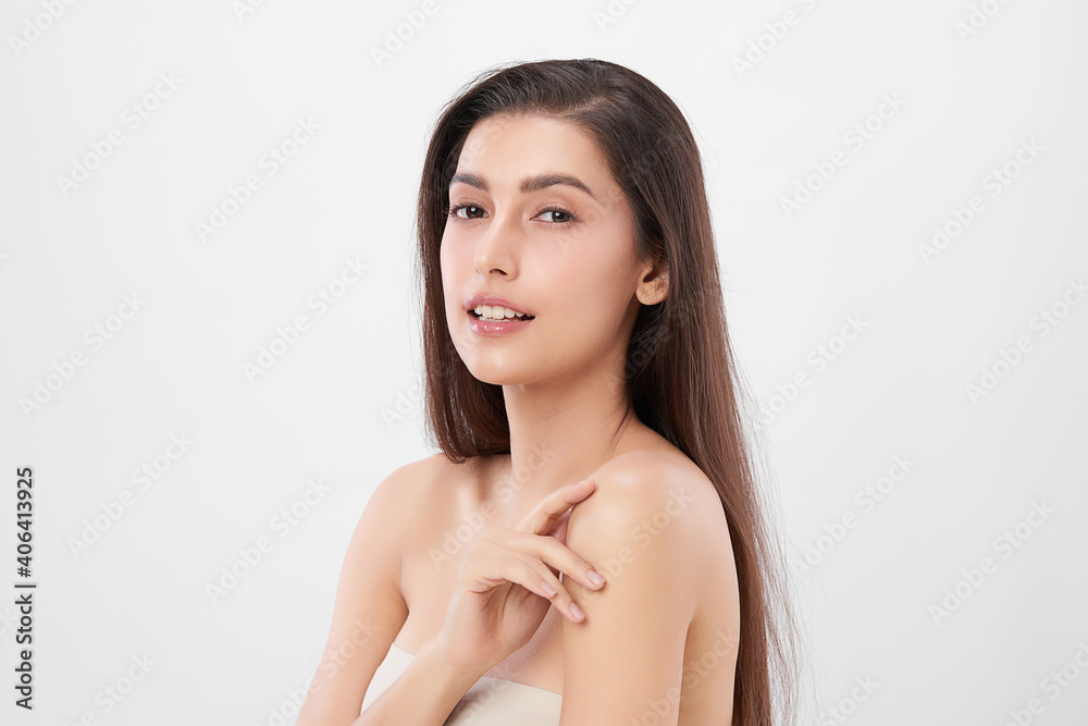 Beautiful young asian woman with clean fresh skin on white background, Face care, Facial treatment, Cosmetology, beauty and spa, Asian women portrait Beautiful young asian woman with clean fresh skin on white background, Face care, Facial treatment, Cosmetology, beauty and spa, Asian women portrait