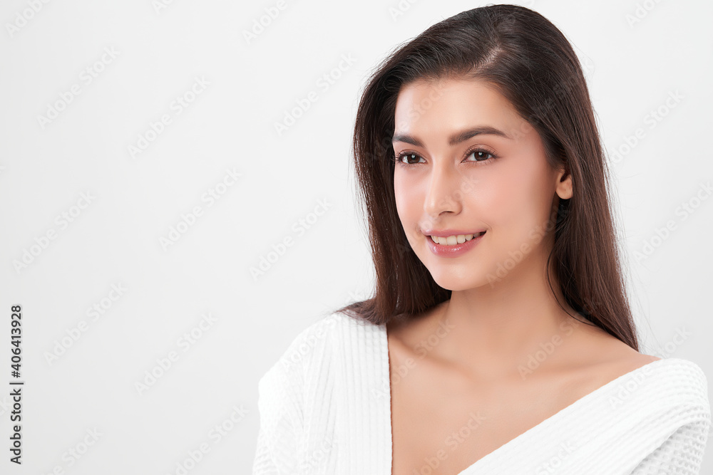 Beautiful young asian woman with clean fresh skin on white background, Face care, Facial treatment, Cosmetology, beauty and spa, Asian women portrait Beautiful young asian woman with clean fresh skin on white background, Face care, Facial treatment, Cosmetology, beauty and spa, Asian women portrait