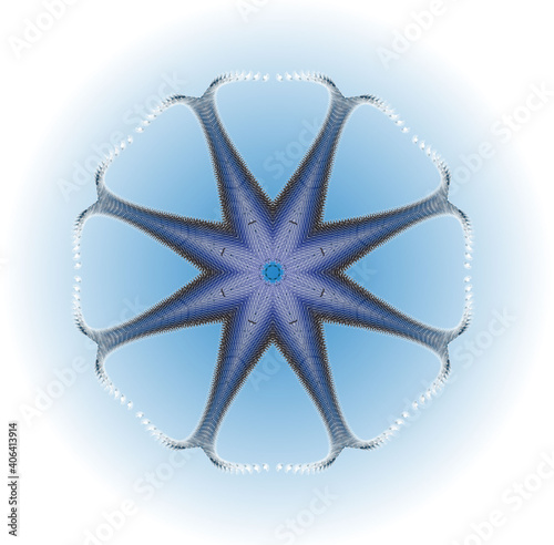Mandala starfish lilac base inside on a white background