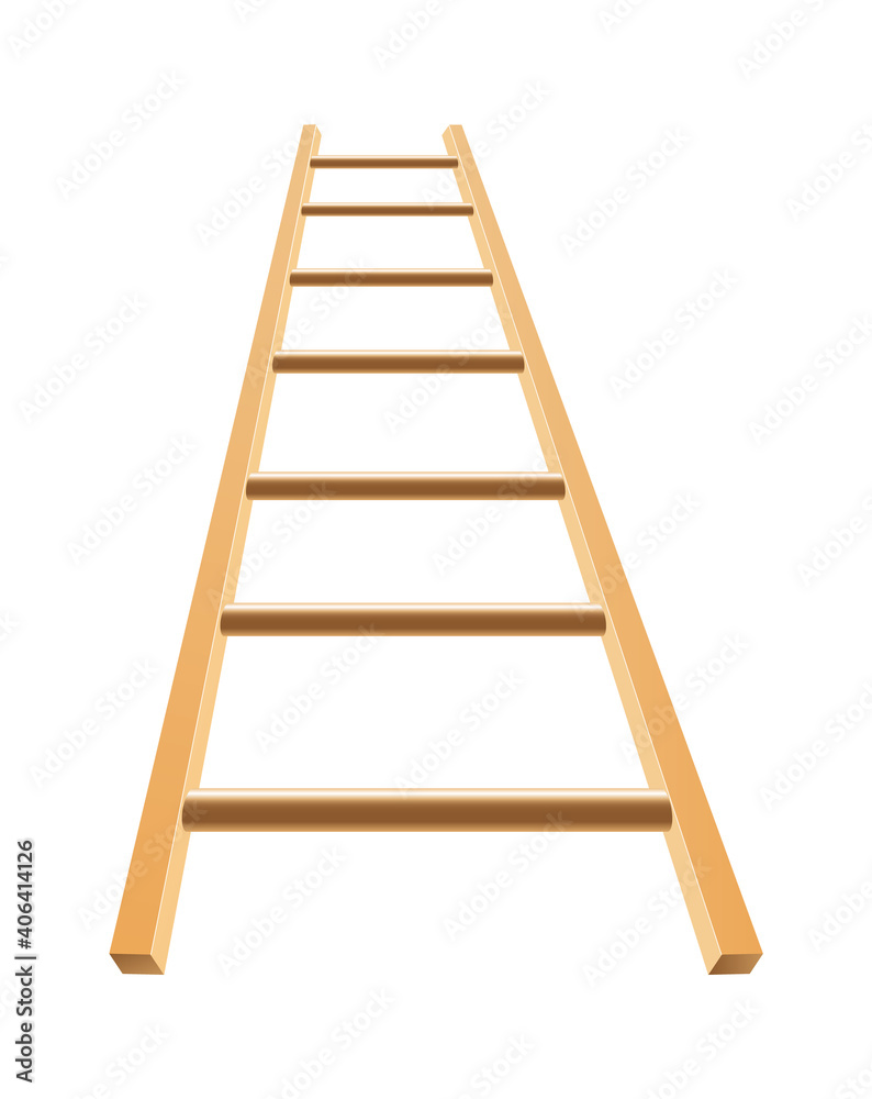 Wooden ladder household tool. Step ladder for domestic and construction needs. Isolated vector illustration Wooden ladder household tool. Step ladder for domestic and construction needs. Isolated vector illustration