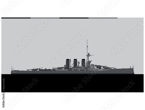 HMS Tiger. Royal navy battlecruiser. Vector image for illustrations and infographics.