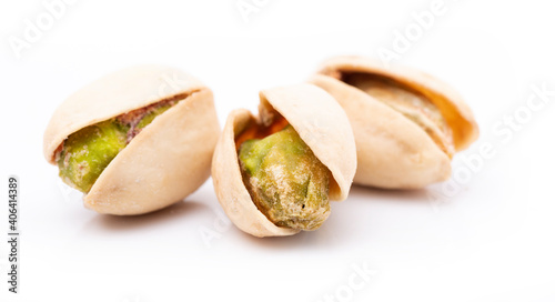 Pistachios isolated on a white background