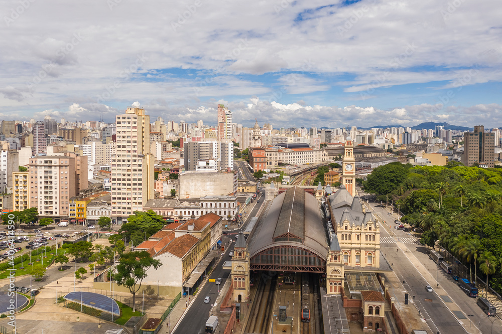 Estação da Luz, at Bom Retiro in São Paulo, Brazil, seen from above