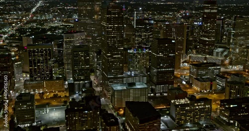 Denver Colorado Aerial v8 birdseye tracking shot of downtown cityscape at night over North Capitol Hill area - DJI Inspire 2, X7, 6k - August 2020 photo