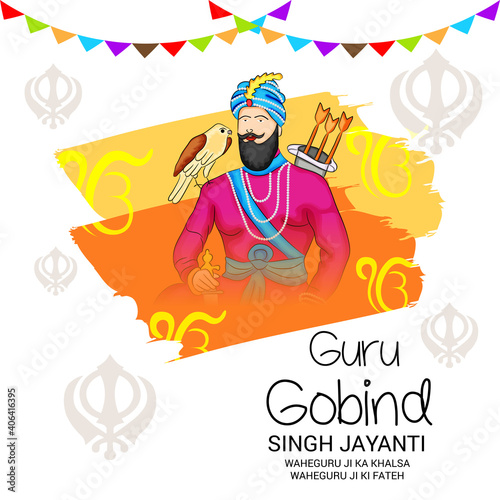 Vector illustration of a Background for Happy Guru Gobind Singh Jayanti festival for Sikh Celebration. photo