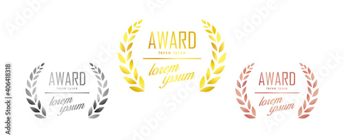 Gold, silver and bronze award icon set