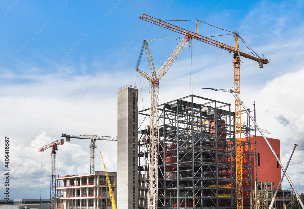 Construction site with cranes Construction site with cranes