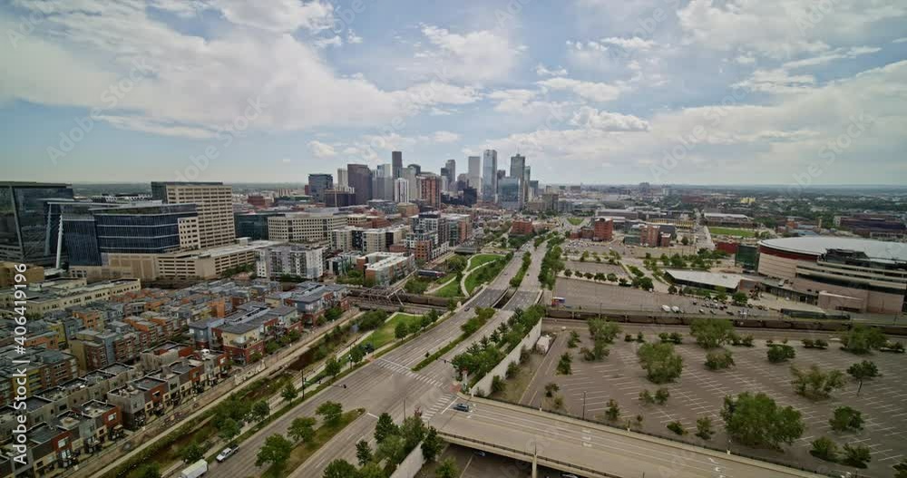 Denver Colorado Aerial v35 wide angle low fly towards flyover downtown cityscape views - DJI Inspire 2, X7, 6k - August 2020 Denver Colorado Aerial v35 wide angle low fly towards flyover downtown cityscape views - DJI Inspire 2, X7, 6k - August 2020