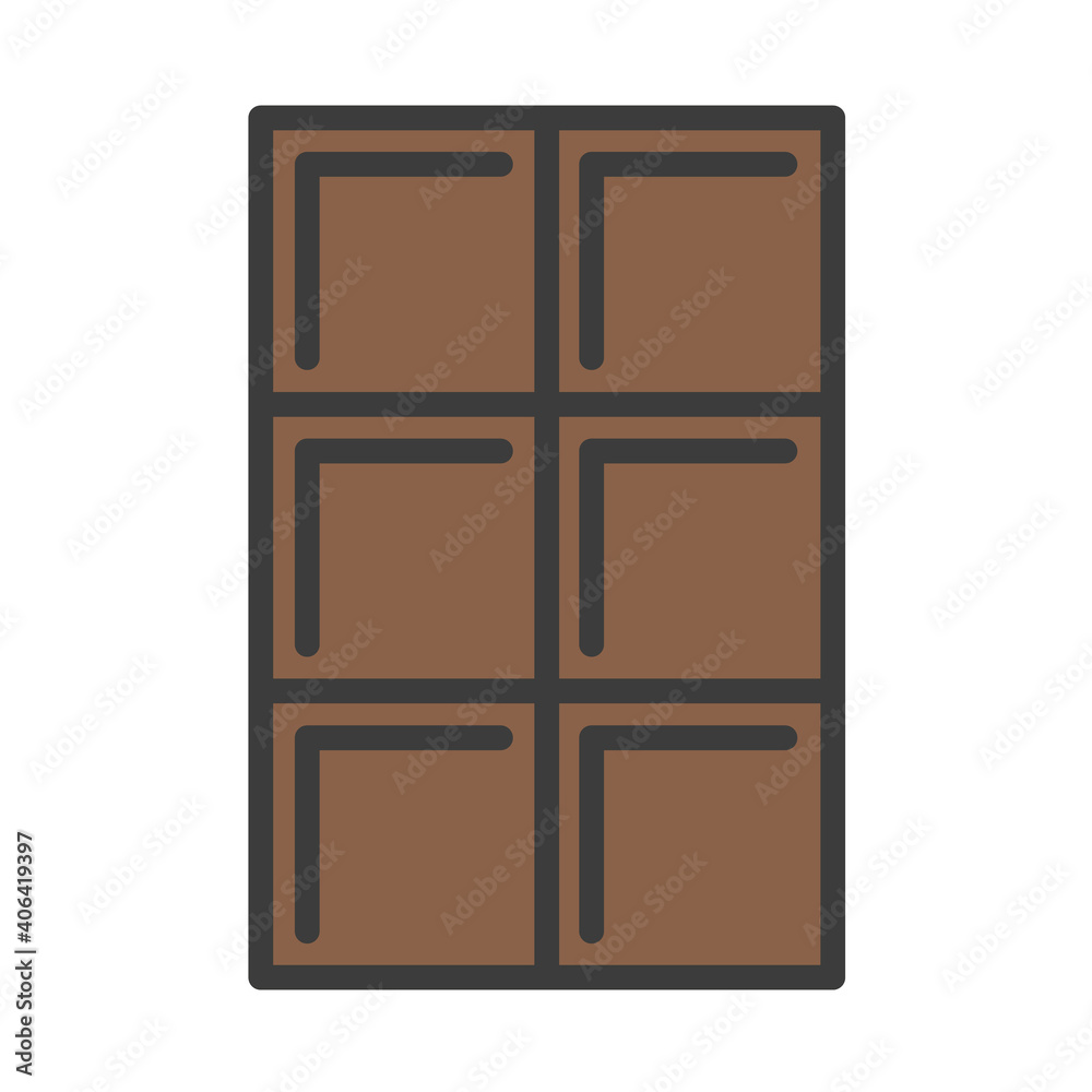 Chocolate color flat icon with stroke isolated on white background. Chocolate vector icon for web, mobile, app and ui design