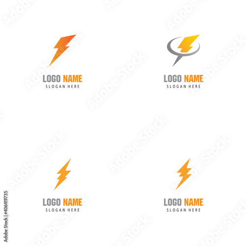 Set Lightning Logo Template vector symbol