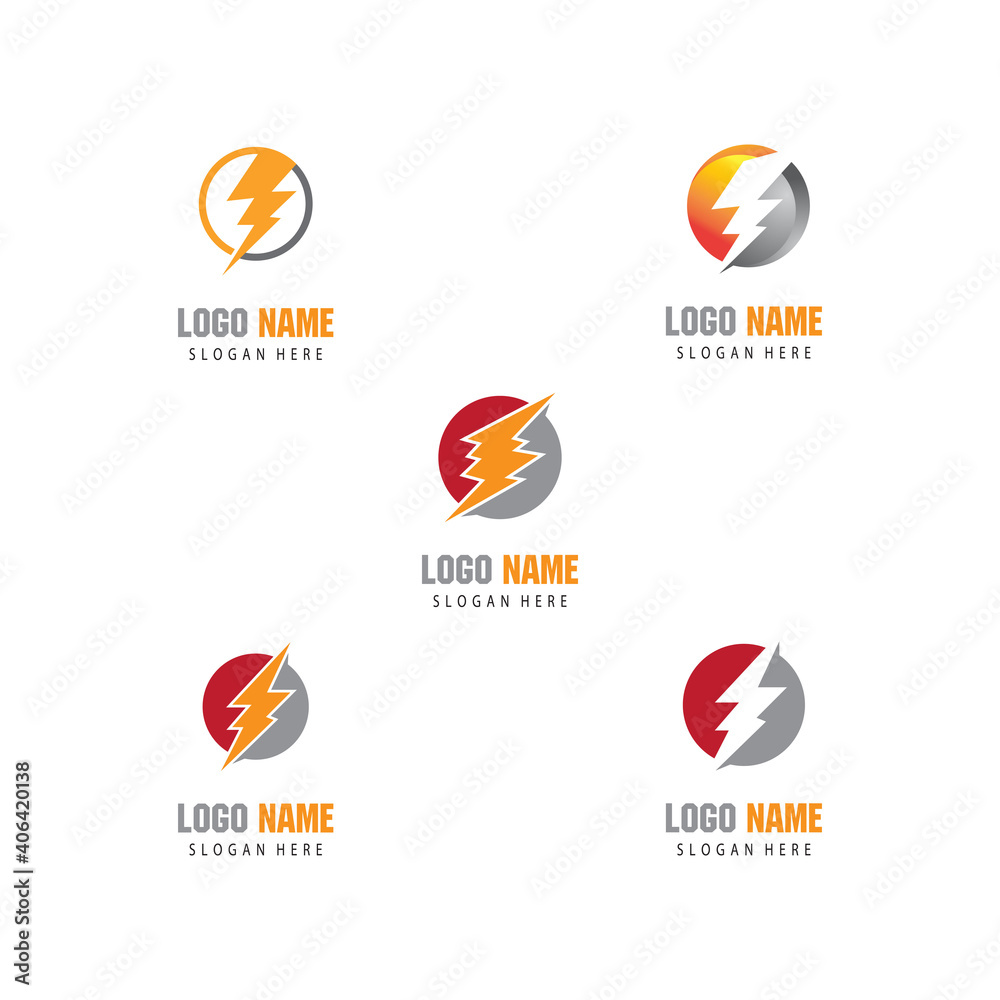 Set Lightning Logo Template vector symbol Set Lightning Logo Template vector symbol