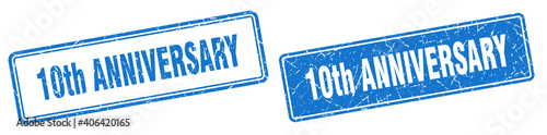 фотографія 10th anniversary stamp set. 10th anniversary square grunge sign