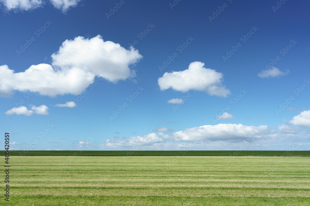 Deichlandschaft in Ostfriesland an der deutschen Nordseeküste